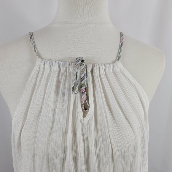 Doe & Rae Sleeveless Blouse Top Size Small White with Gray Stripe Hem NEW - Picture 2 of 16